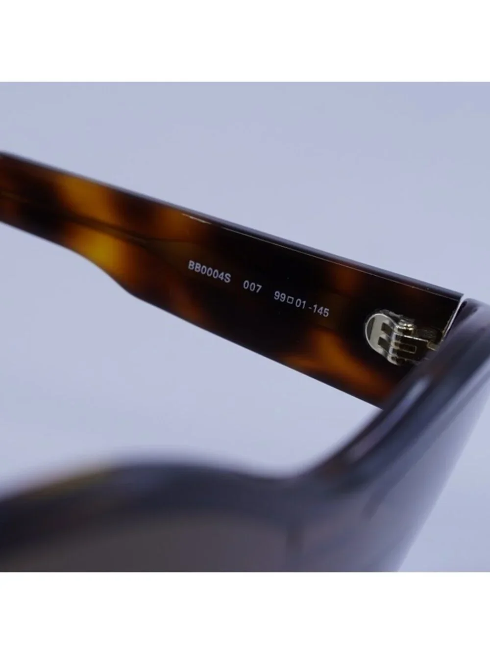 Balenciaga BB0004S 007 Sunglasses Shiny Medium Havana Shield Frame